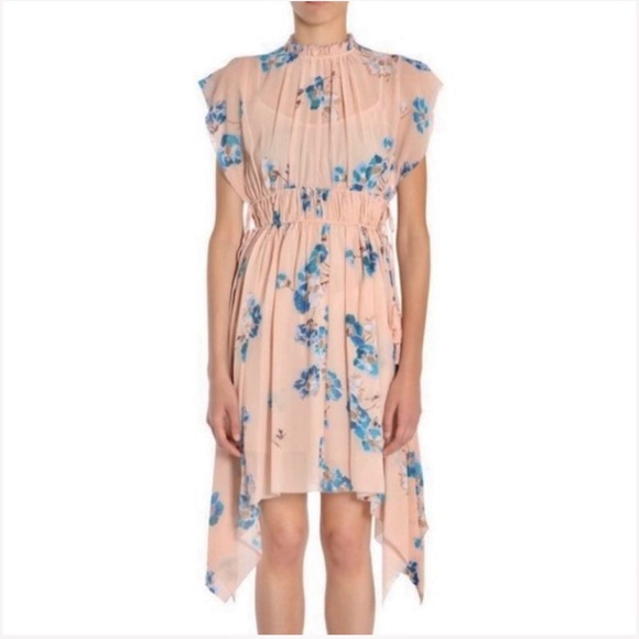 Ulla Johnson Dresses & Skirts - Ulla Johnson Luisa Pink Floral Silk Tassel Cap Sleeve Handkerchief Dress Size 4
